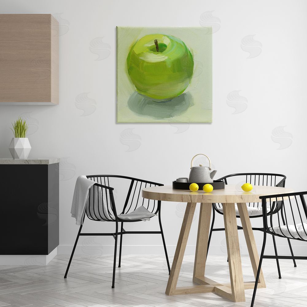 Jenny Westenhofer Juicy Green Apple Canvas Wall Art Print in Room