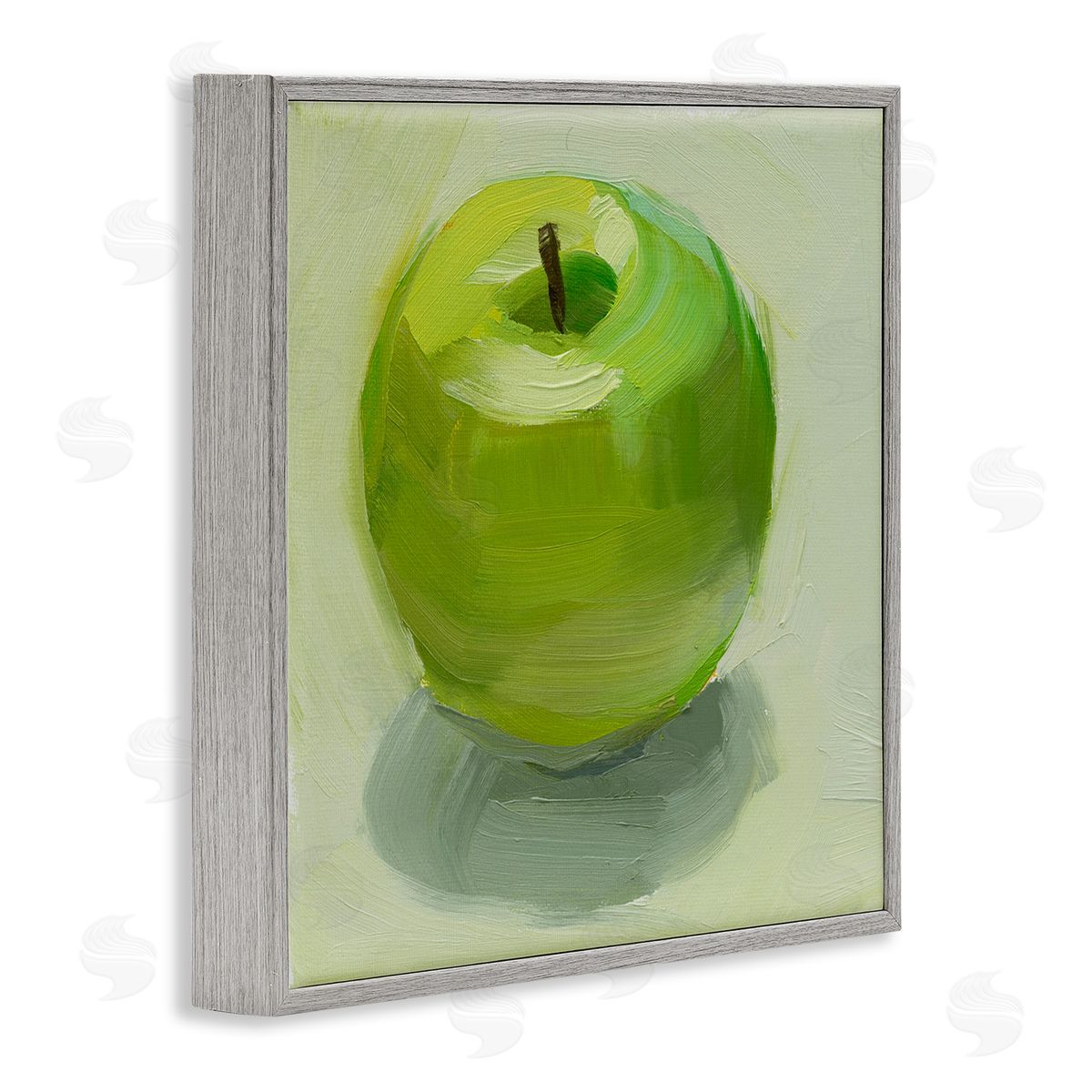 Jenny Westenhofer Juicy Green Apple Gray Framed Giclee Wall Art Print