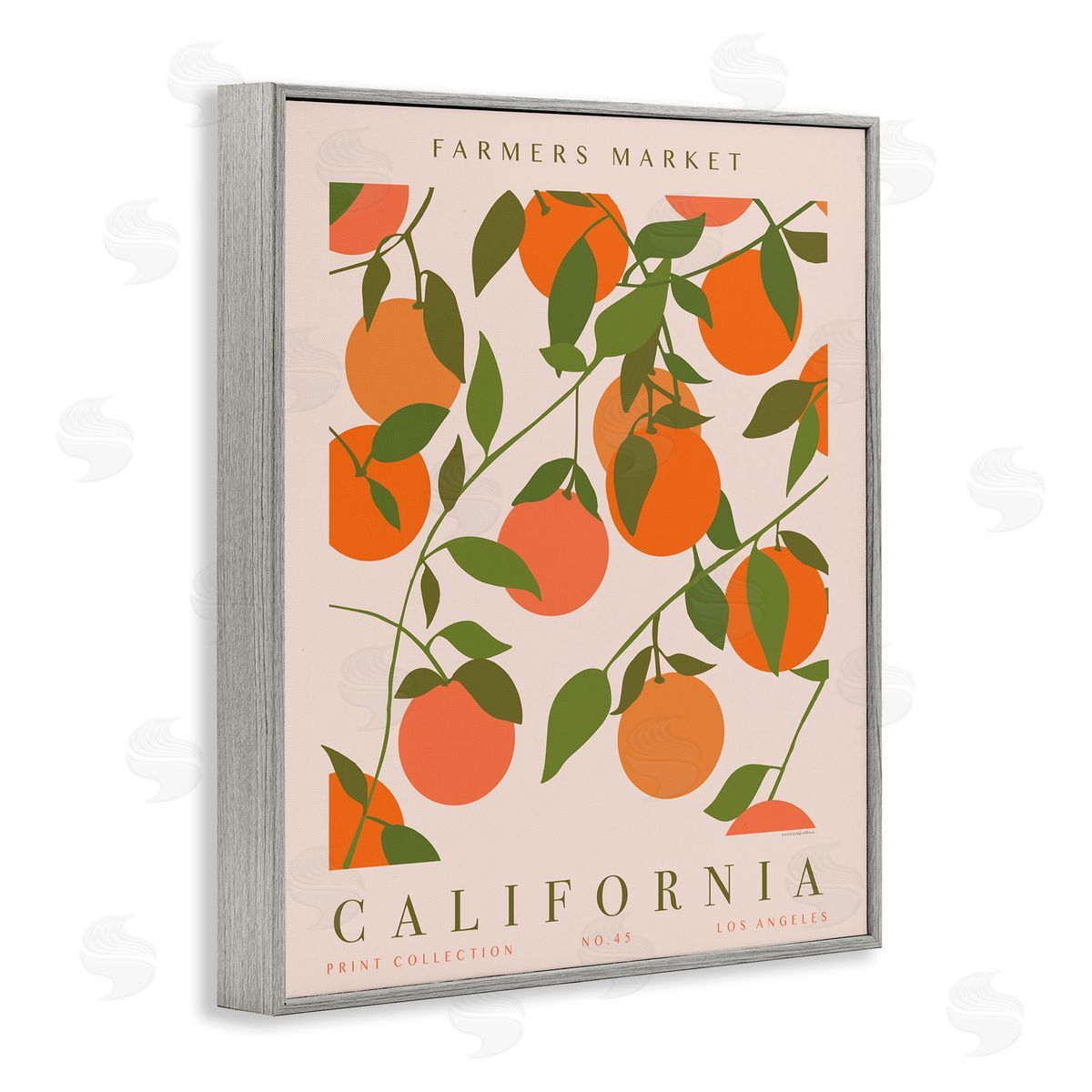 California Farmers Market Grey Frame Print Wall Art, Home Decor by Kamdon Kreations
