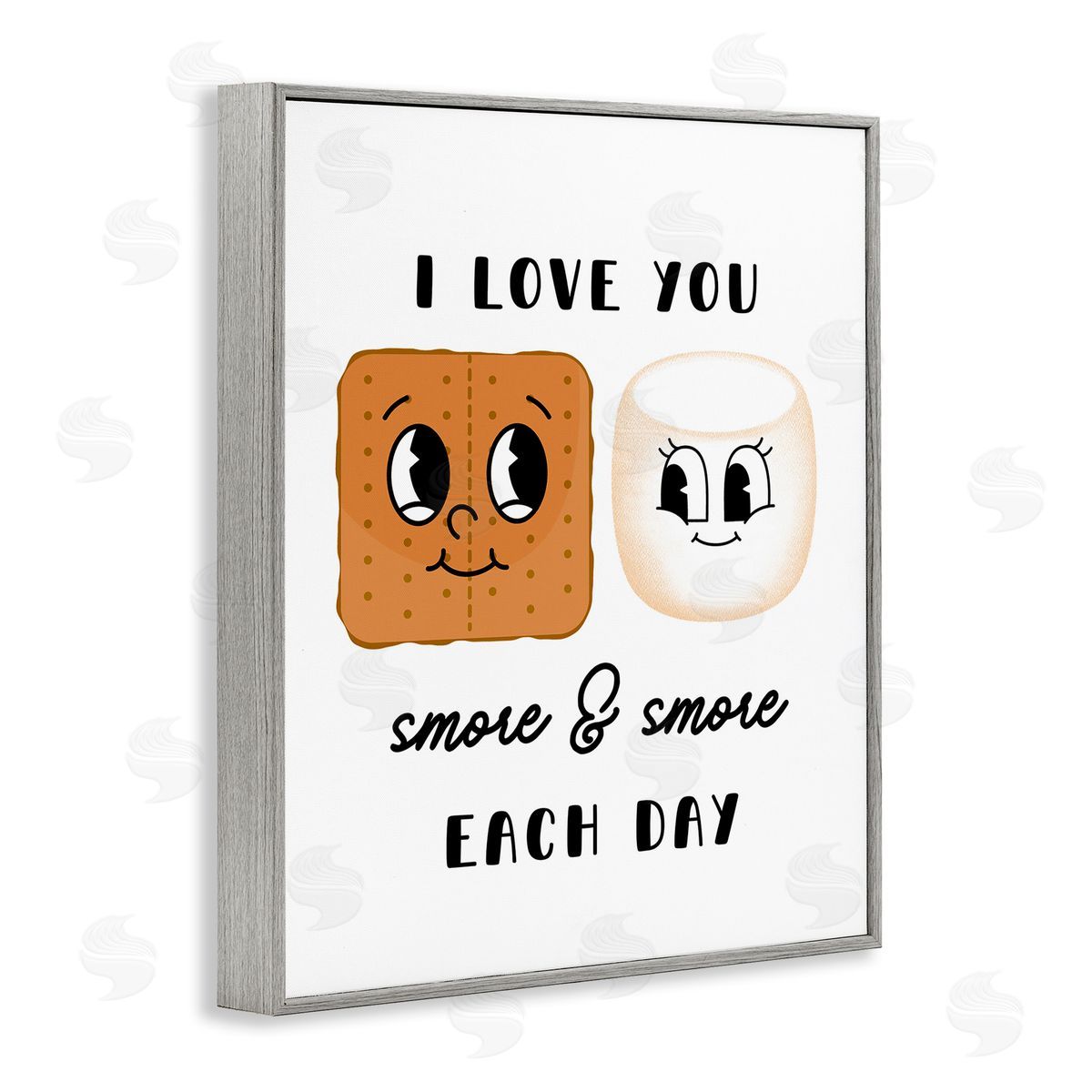 Love You Smore Each Day Grey Frame Print Wall Art, Home Decor by Katie Griggs