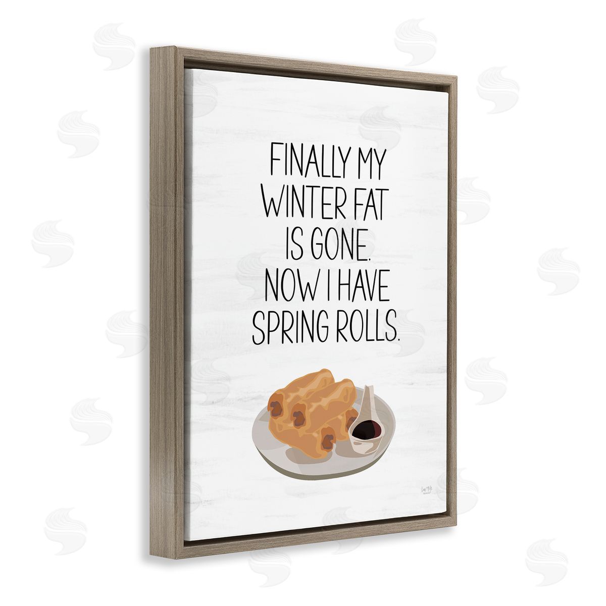 Funny Spring Rolls Phrase Brown Floating Frame Canvas Wall Art, Home Decor by Lux + Me Designs