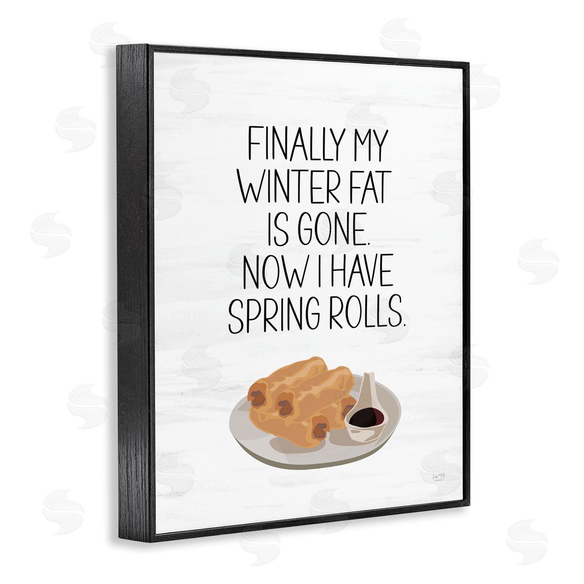 Funny Spring Rolls Phrase Black Frame Print Wall Art, Home Decor by Lux + Me Designs