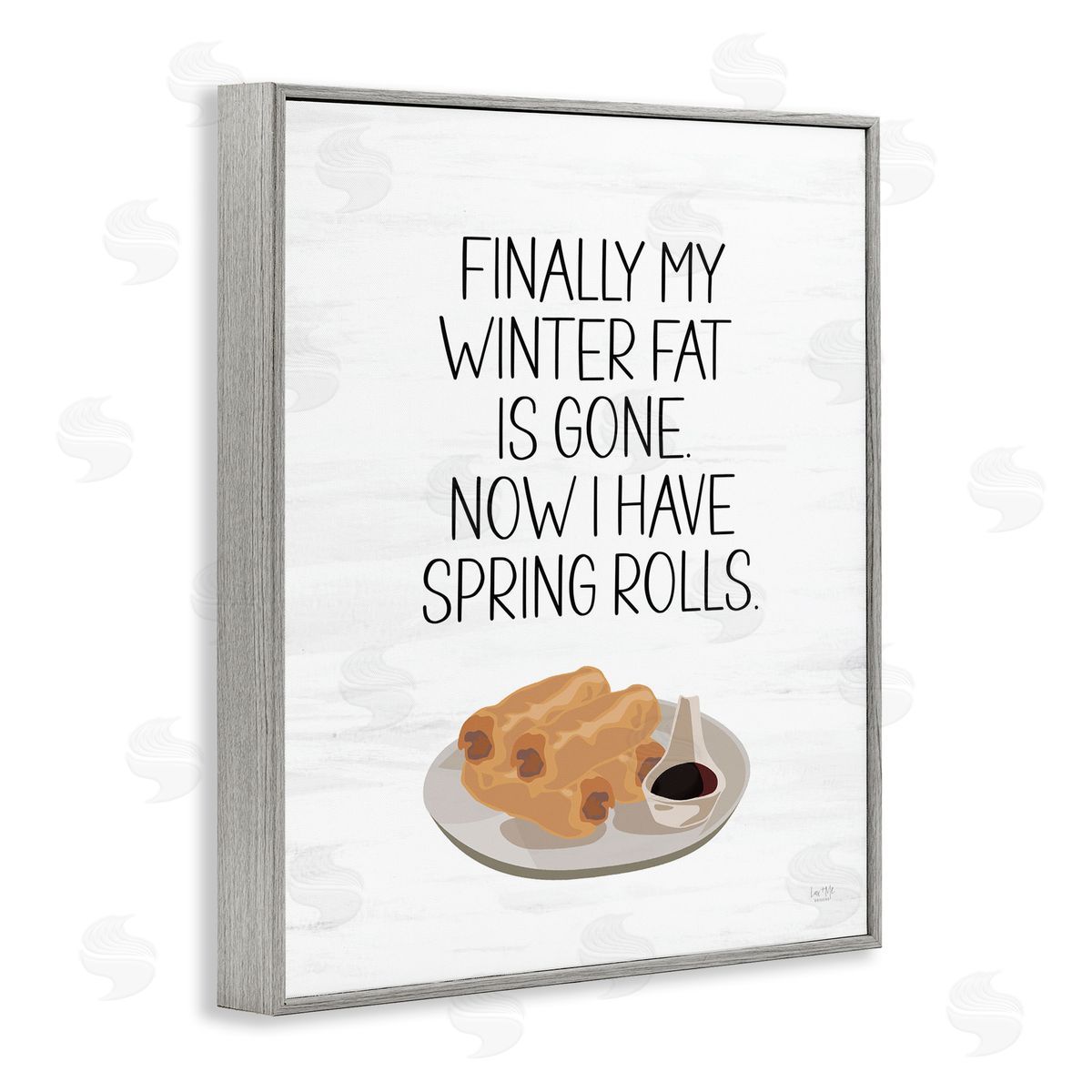 Funny Spring Rolls Phrase Grey Frame Print Wall Art, Home Decor by Lux + Me Designs