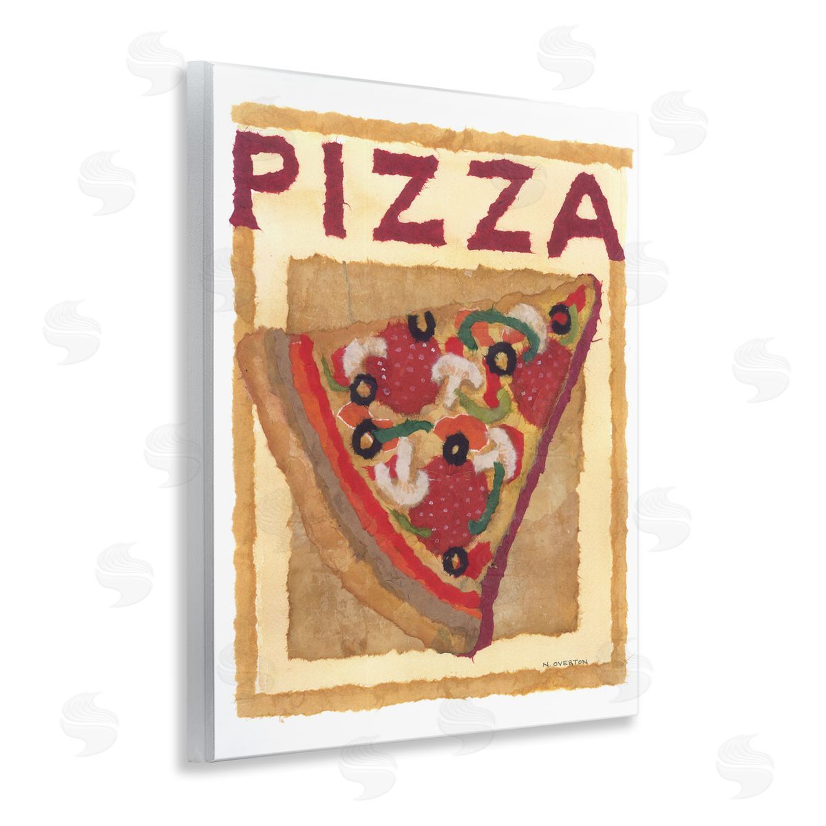 Watercolor Style Pizza Wood Plaque Wall Art, Home Decor by Nancy Overton