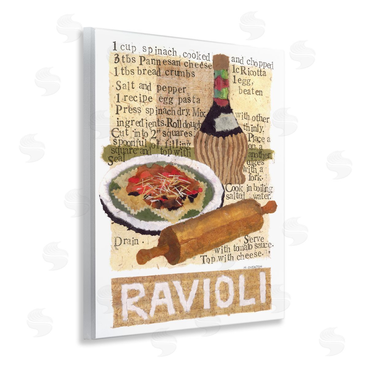 Vintage Ravioli Recipe Wood Plaque Wall Art, Home Decor by Nancy Overton