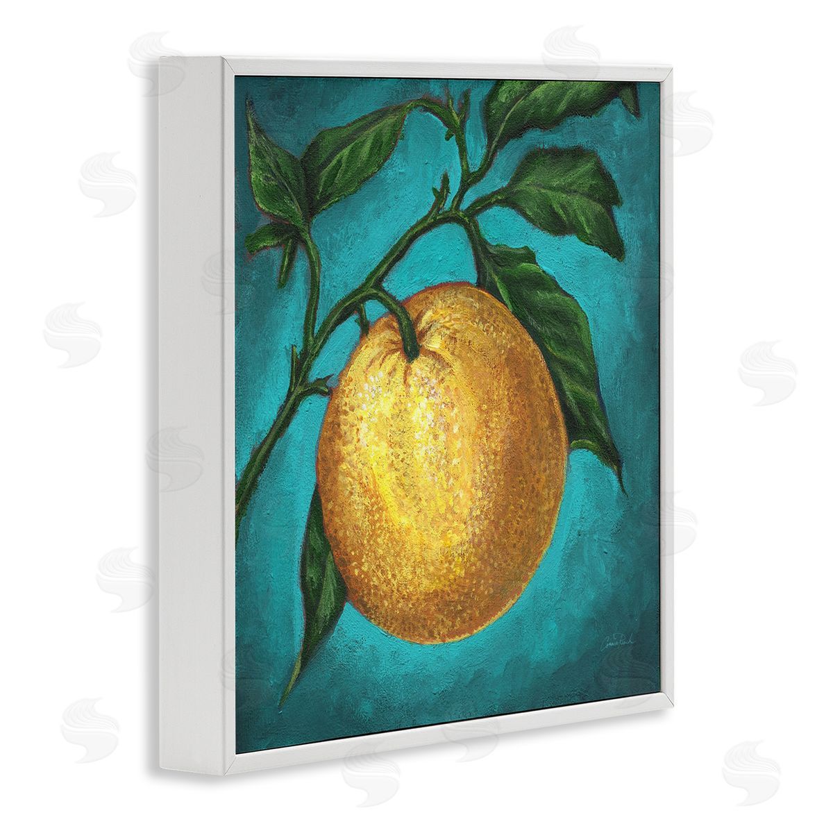 Connie Resch Citrus Fruit on Branch White Framed Giclee Wall Art Print