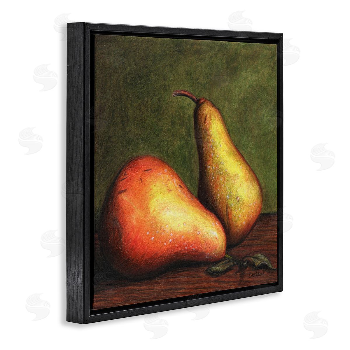 Connie Resch Pears Still Life Black Floating Frame Canvas Wall Art Print