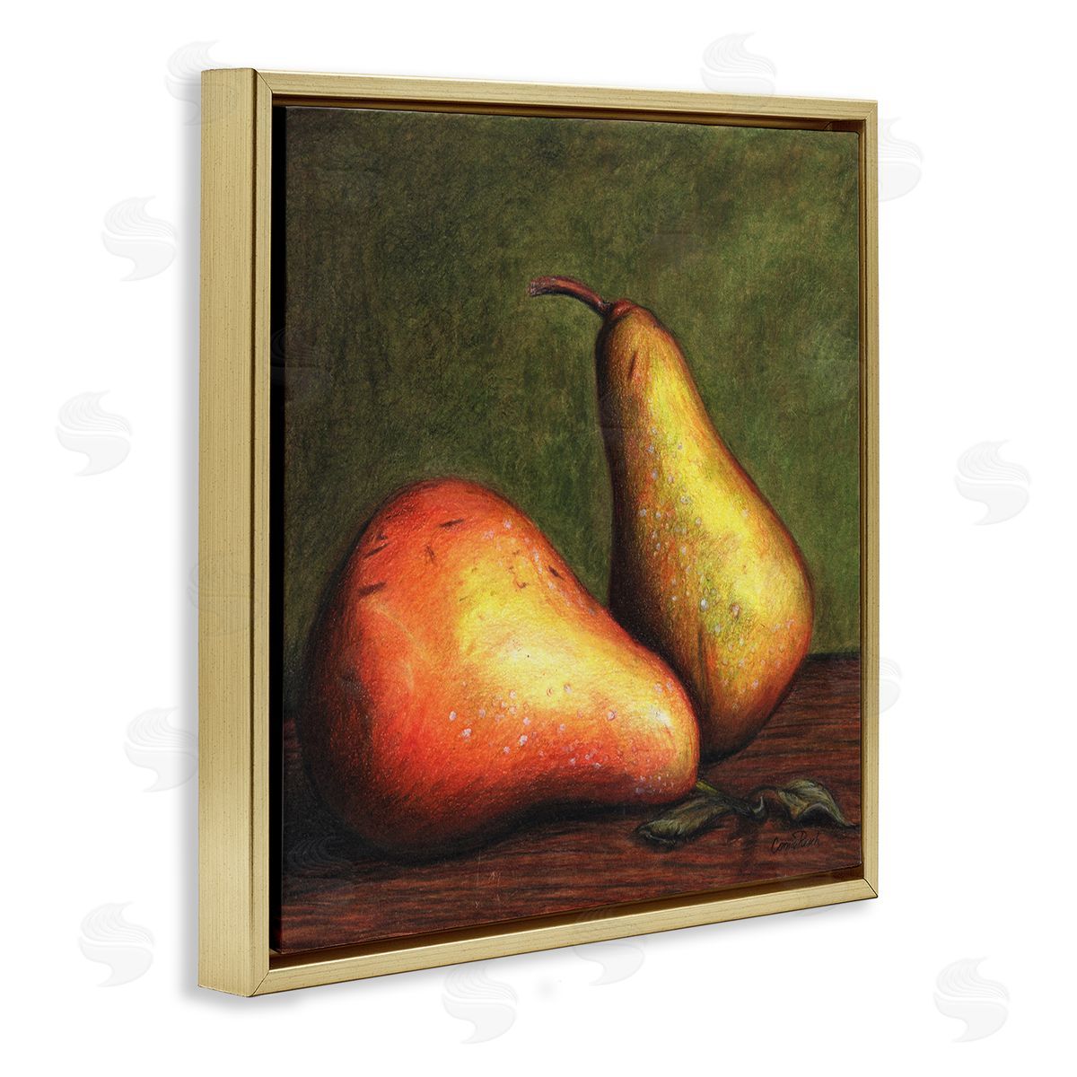 Connie Resch Pears Still Life Gold Floating Frame Canvas Wall Art Print
