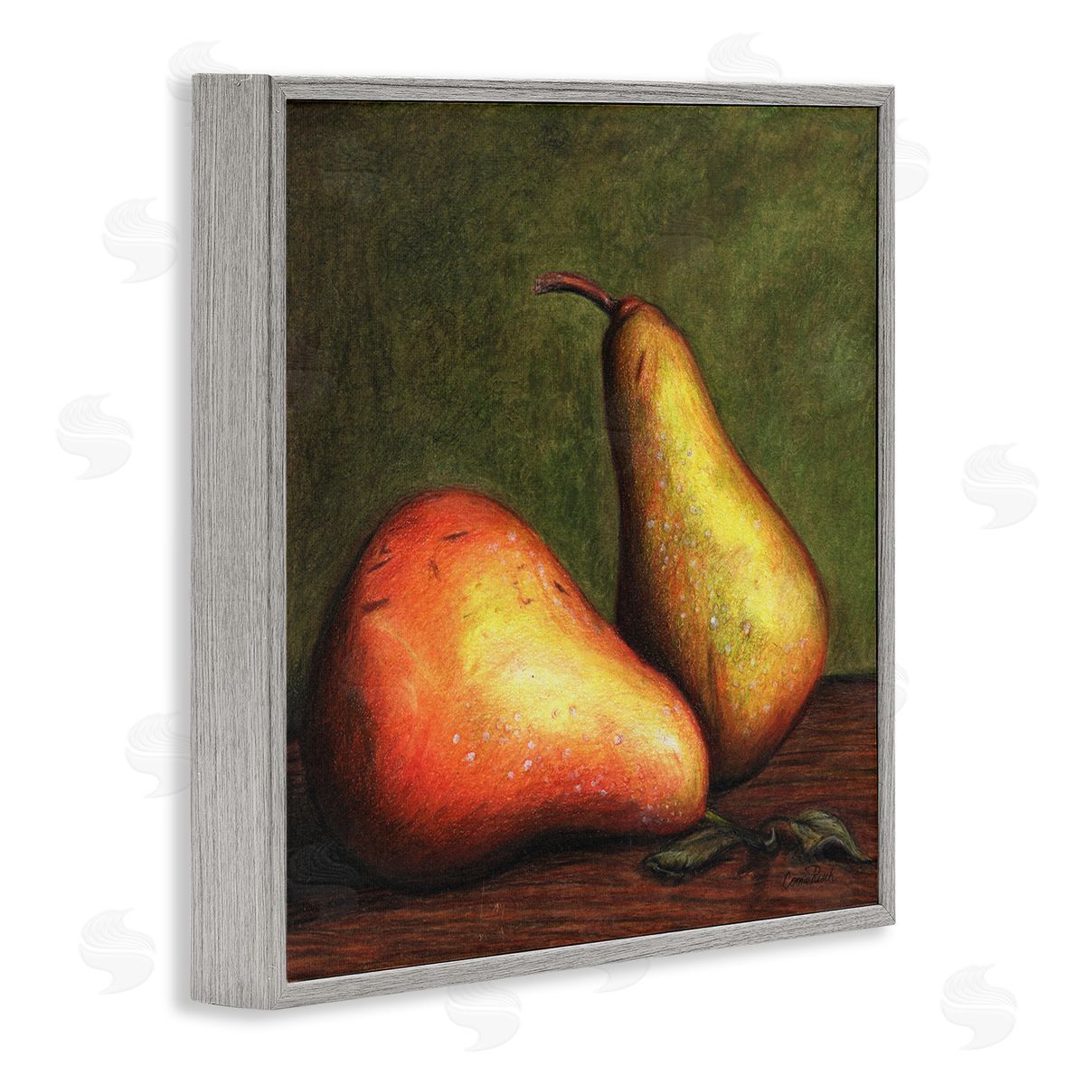 Connie Resch Pears Still Life Gray Framed Giclee Wall Art Print