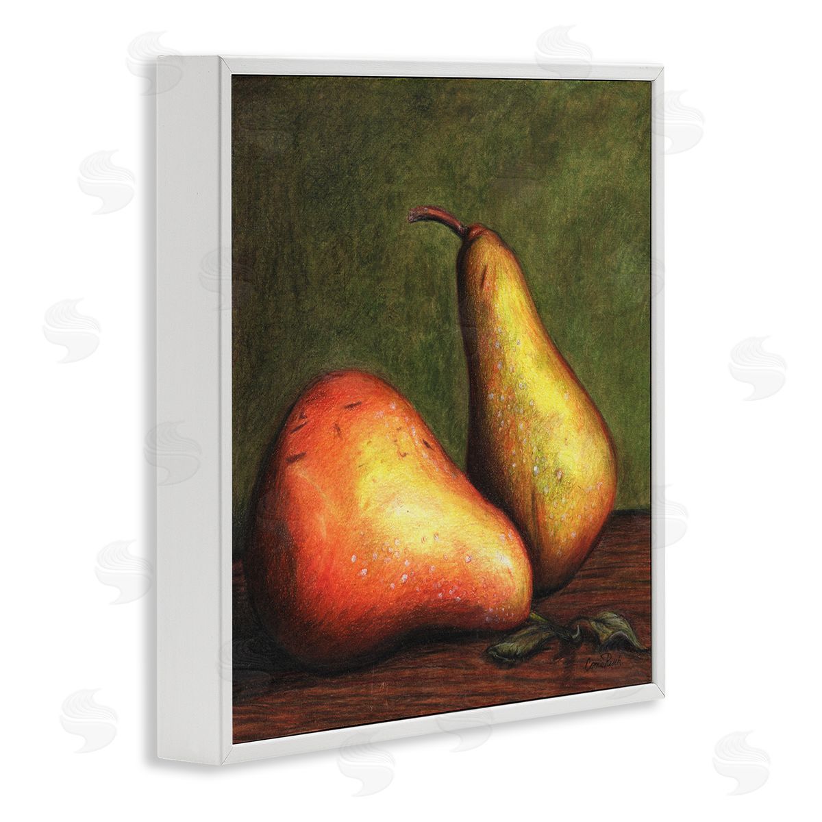 Connie Resch Pears Still Life White Framed Giclee Wall Art Print