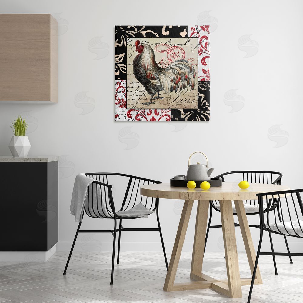 Sasha Hen with Vintage Cursive Canvas Wall Art Print in Room