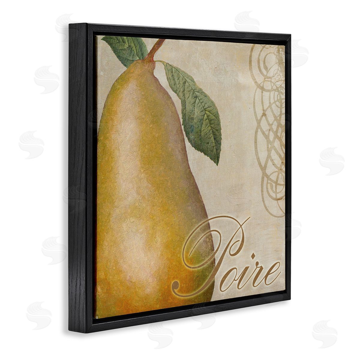 Sasha Vintage French Pear Black Floating Frame Canvas Wall Art Print