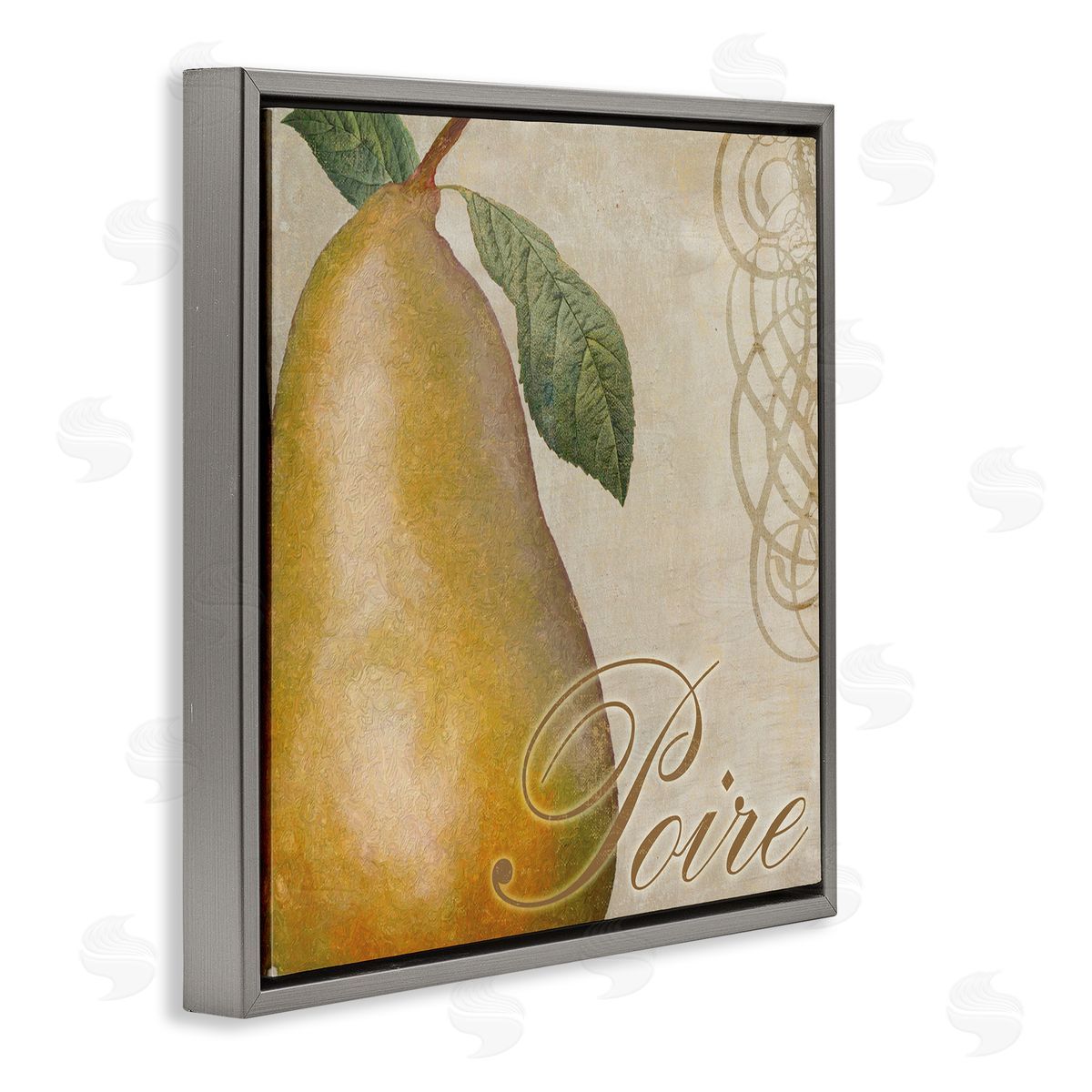 Sasha Vintage French Pear Gray Floating Frame Canvas Wall Art Print