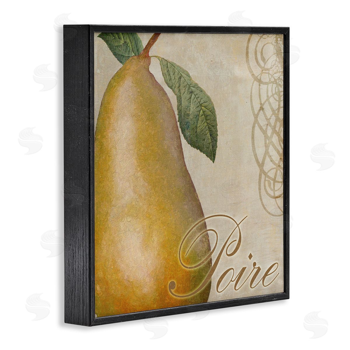 Sasha Vintage French Pear Black Framed Giclee Wall Art Print