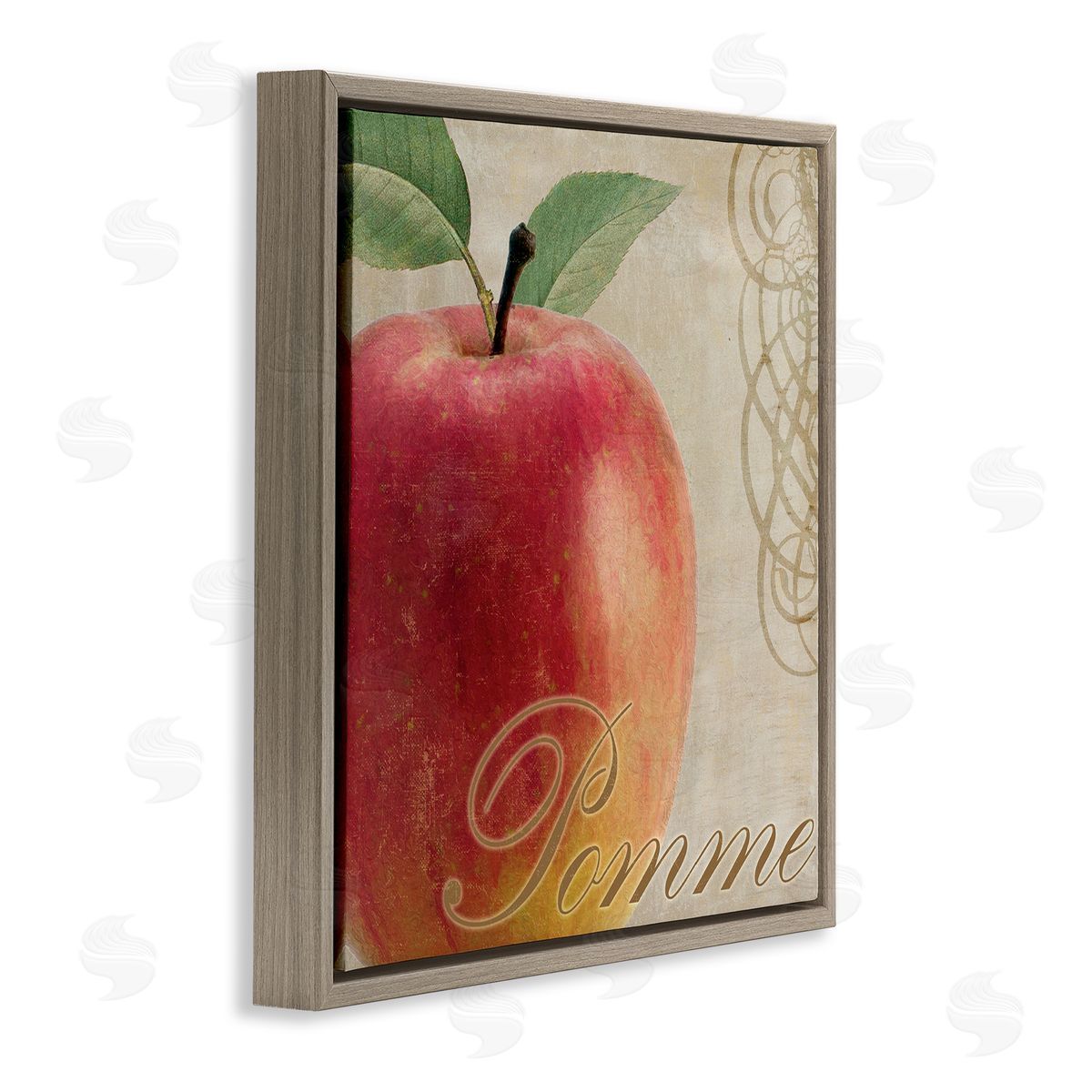 Sasha Vintage French Apple Brown Floating Frame Canvas Wall Art Print