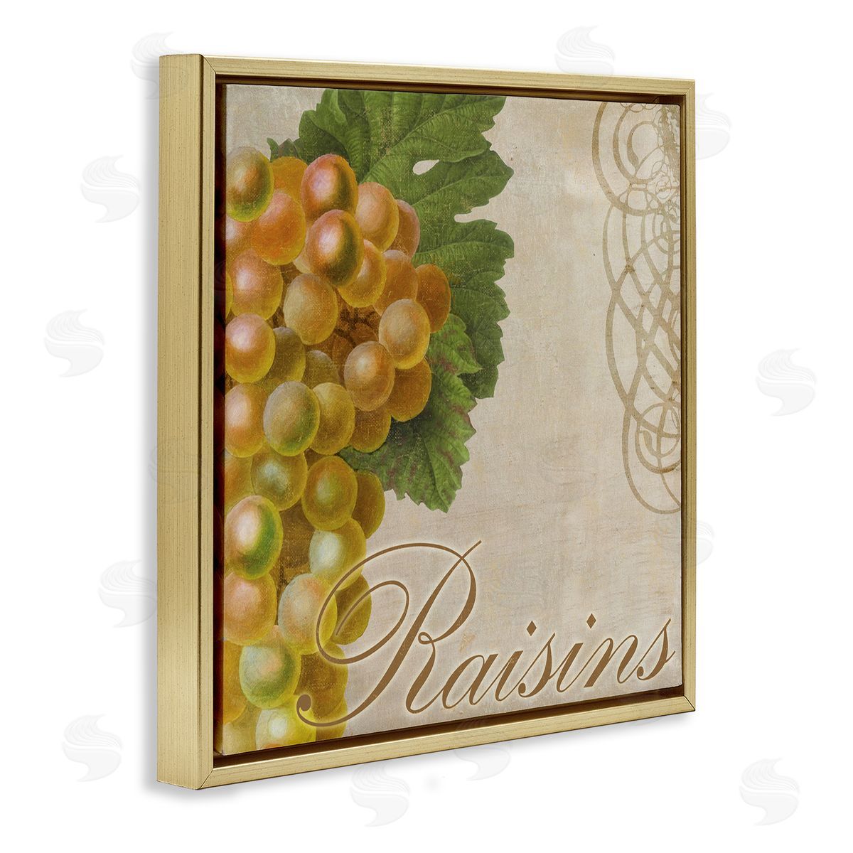 Sasha Vintage French Grapes Gold Floating Frame Canvas Wall Art Print
