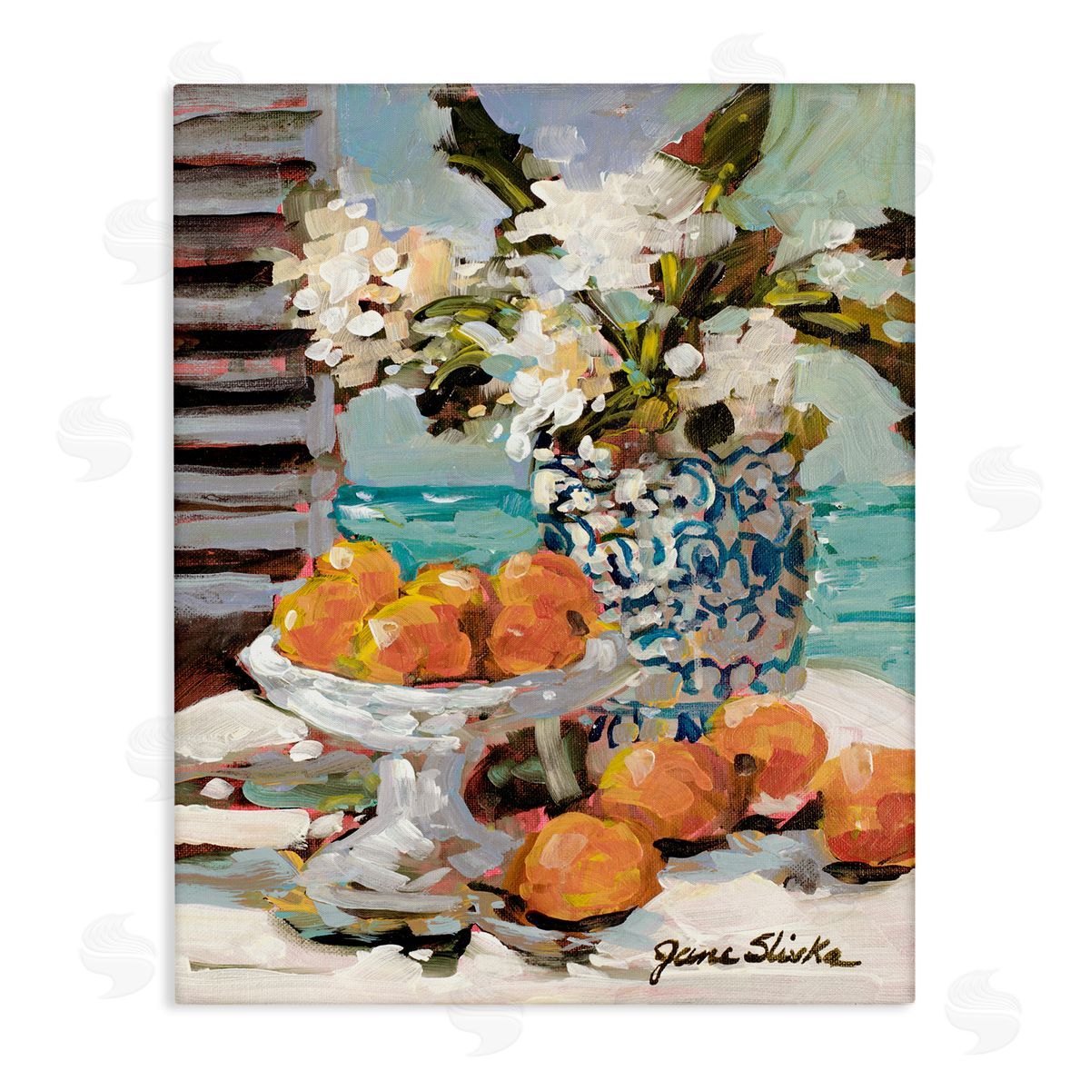 Coastal Fruits Still Life Canvas Wall Art, Home Decor by Jane Slivka