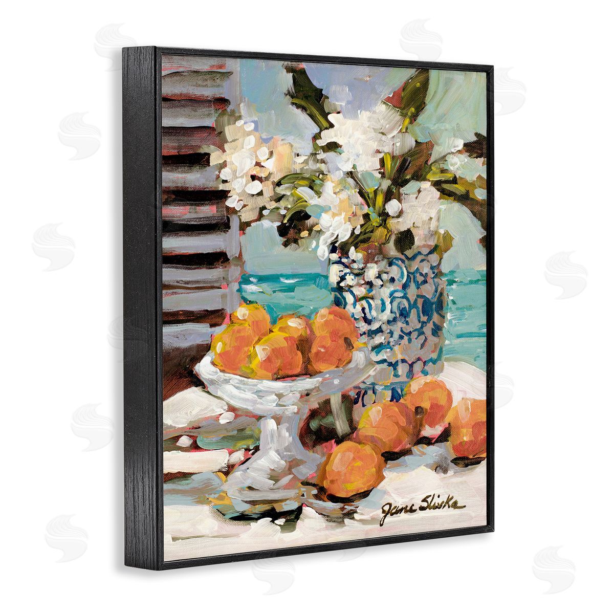Coastal Fruits Still Life Black Frame Print Wall Art, Home Decor by Jane Slivka