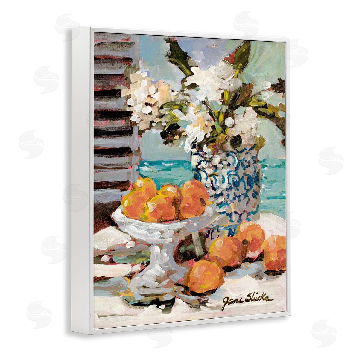 Coastal Fruits Still Life White Frame Print Wall Art, Home Decor by Jane Slivka