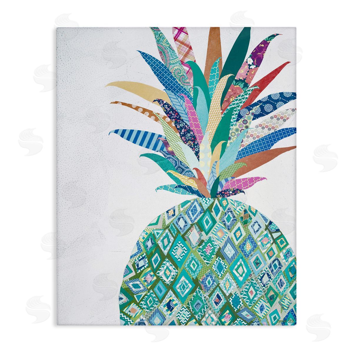 Geometric Patterned Pineapple Canvas Wall Art, Home Decor by Jennifer Peck