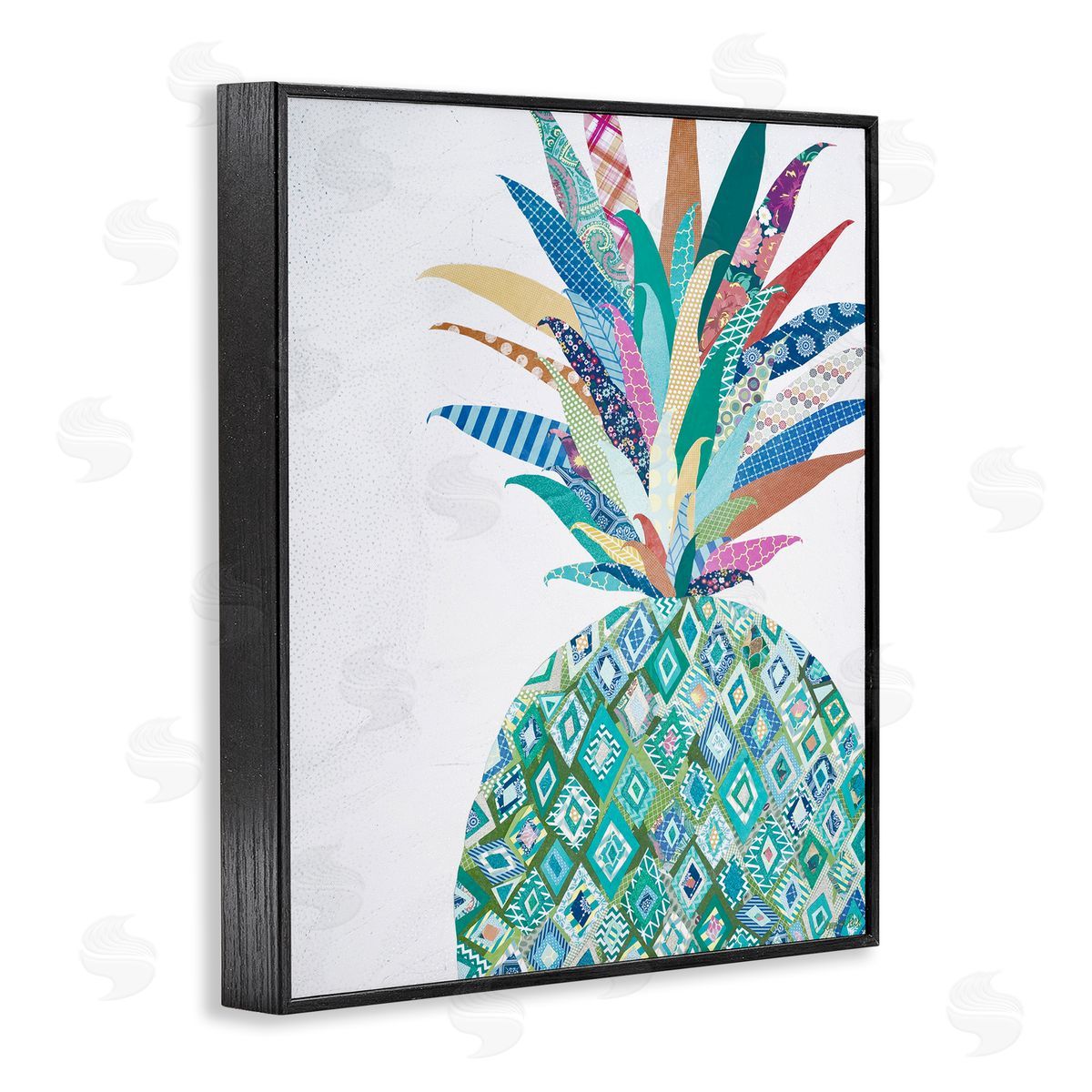 Geometric Patterned Pineapple Black Frame Print Wall Art, Home Decor by Jennifer Peck