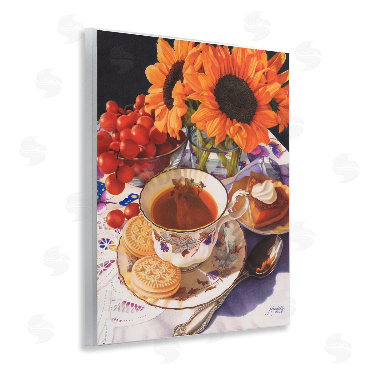 Autumnal Tea Party Wood Plaque Wall Art, Home Decor by Mardell Schuster