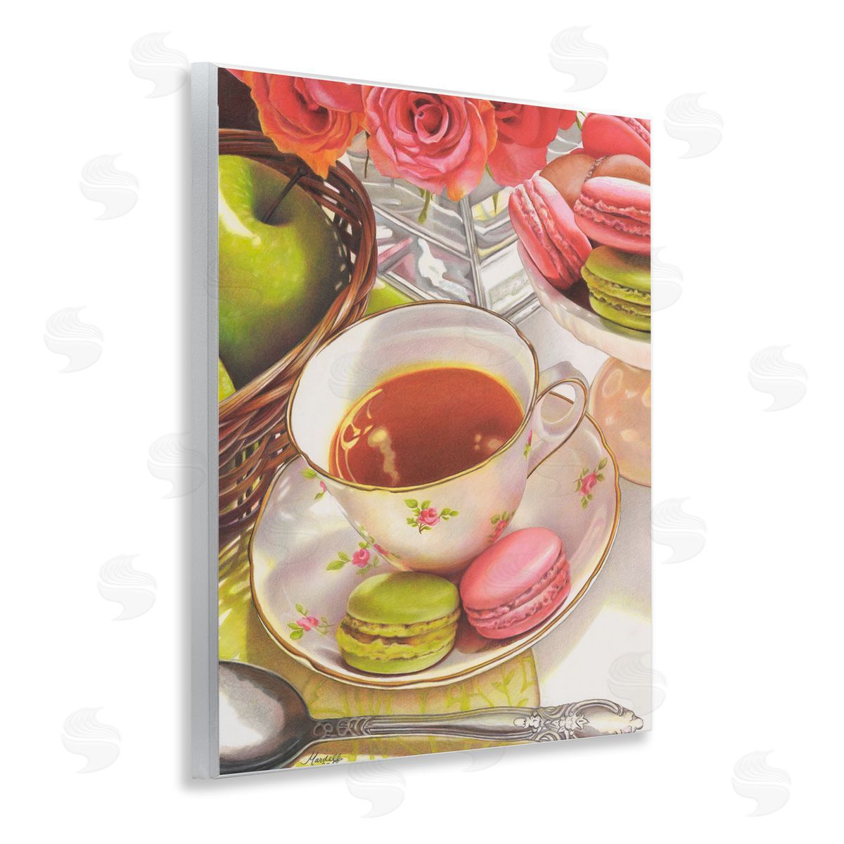 Tea with Macarons Wood Plaque Wall Art, Home Decor by Mardell Schuster
