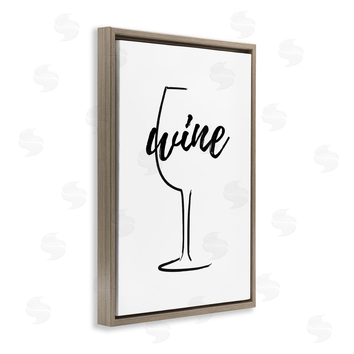 Minimal Wine Glass Brown Floating Frame Canvas Wall Art, Home Decor by Martina Pavlova