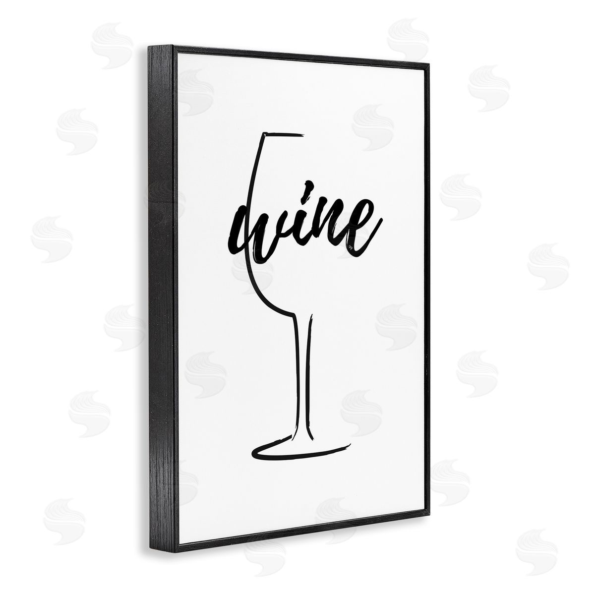 Minimal Wine Glass Black Frame Print Wall Art, Home Decor by Martina Pavlova