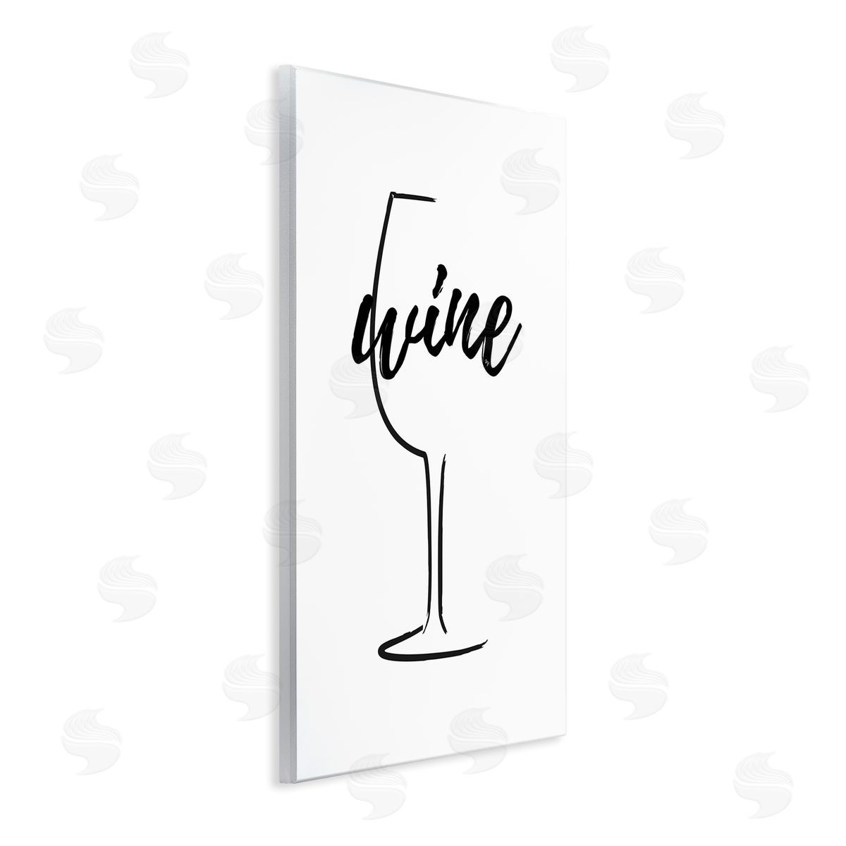 Minimal Wine Glass Wood Plaque Wall Art, Home Decor by Martina Pavlova