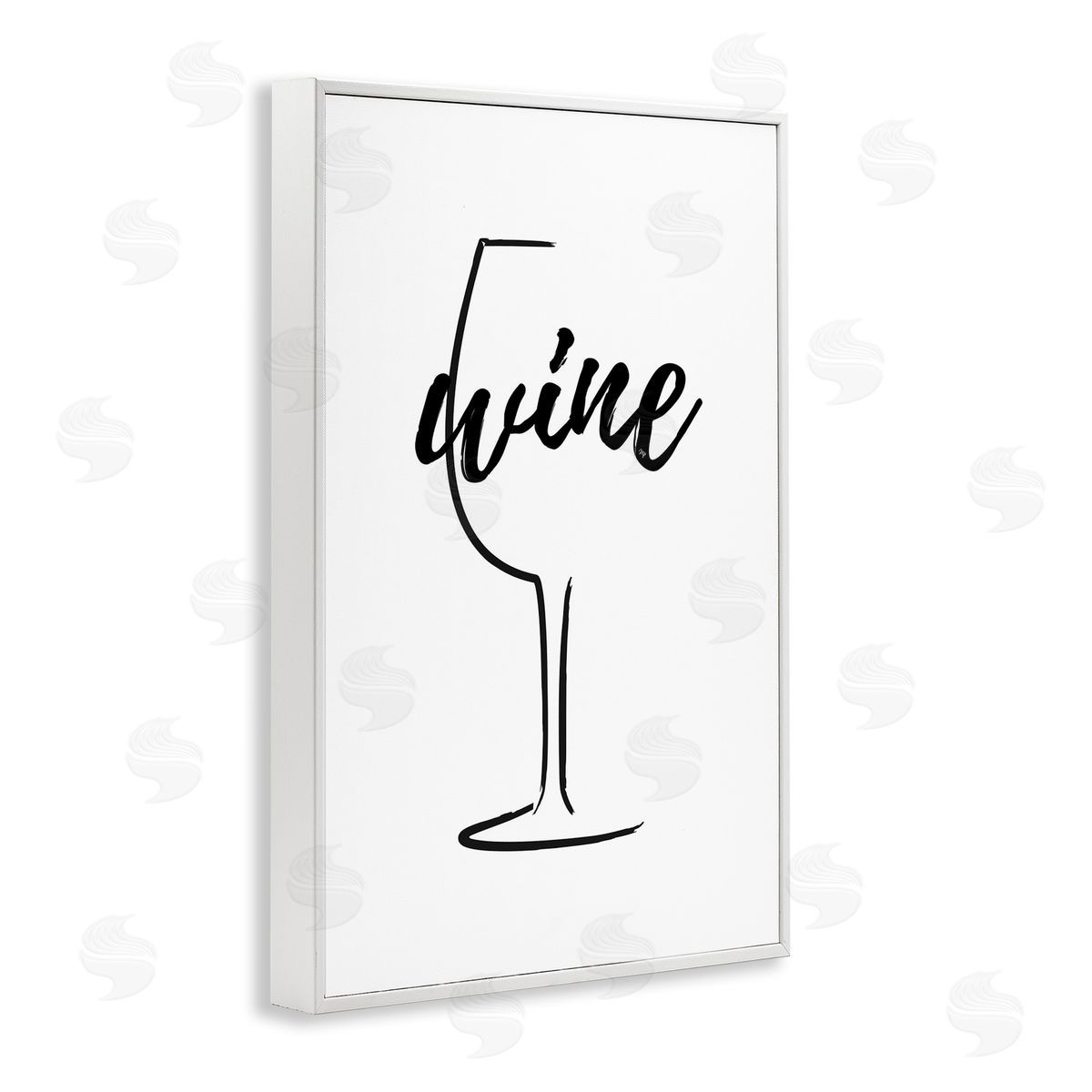 Minimal Wine Glass White Frame Print Wall Art, Home Decor by Martina Pavlova