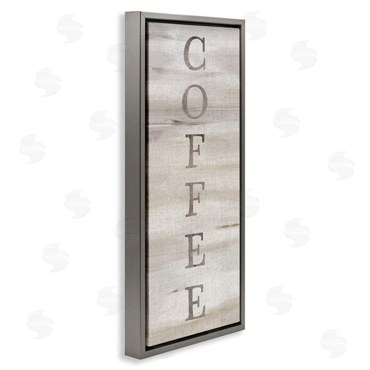 Rustic Vertical Coffee Grey Floating Frame Canvas Wall Art, Home Decor by Yass Naffas Designs