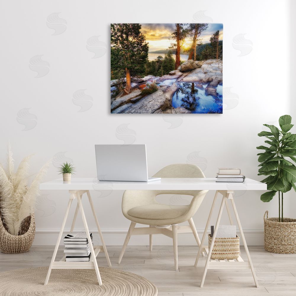 Dennis Frates Forest Cliff Landscape Canvas Wall Art Print in Room