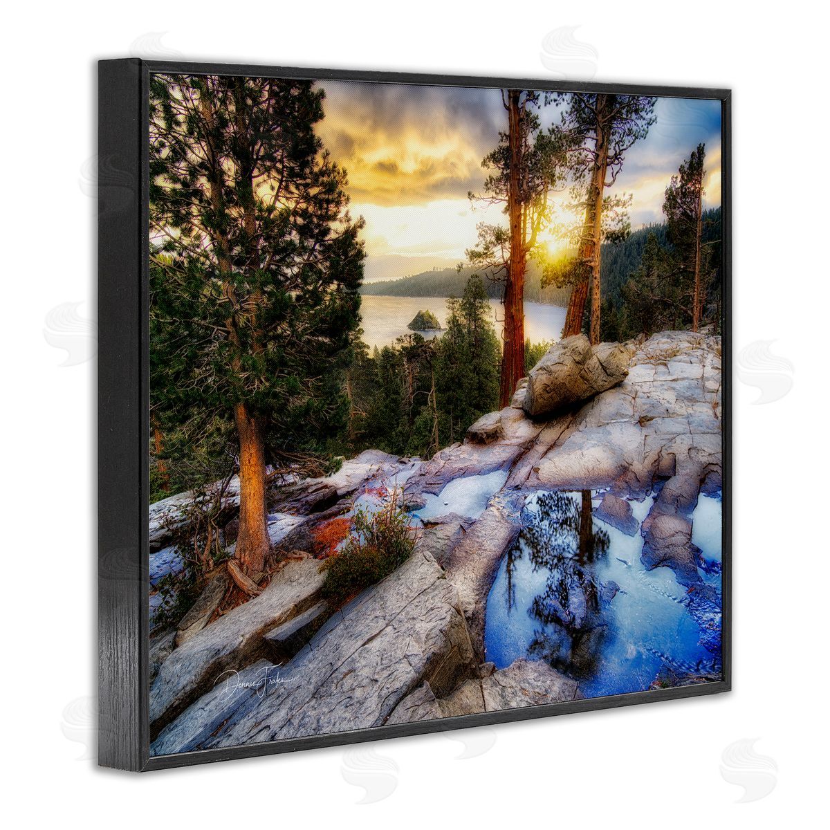 Dennis Frates Forest Cliff Landscape Black Framed Giclee Wall Art Print
