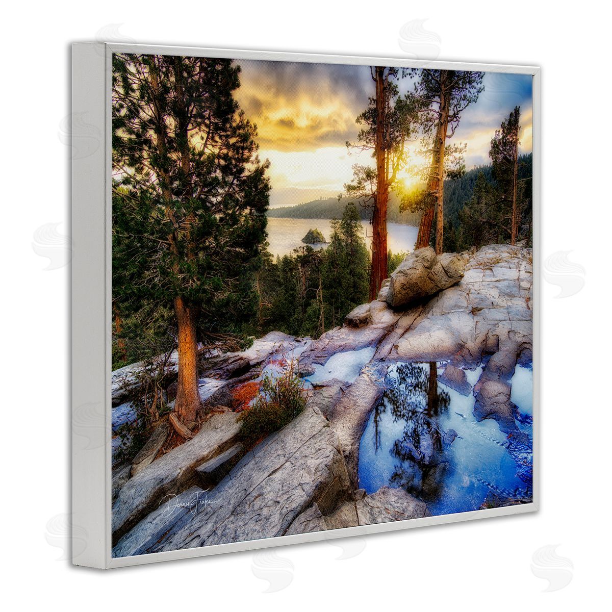 Dennis Frates Forest Cliff Landscape White Framed Giclee Wall Art Print