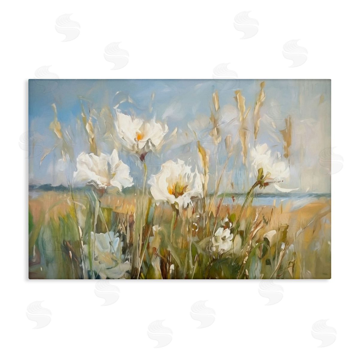 Soft Seaside Wildflowers Canvas Wall Art, Home Decor by Ramona Murdock