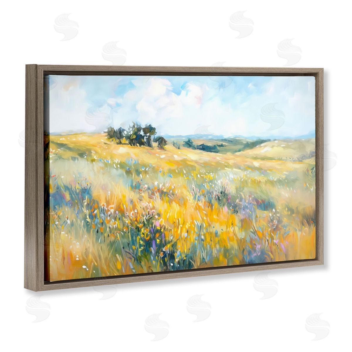Ramona Murdock Country Prairie Scene Brown Floating Frame Canvas Wall Art Print
