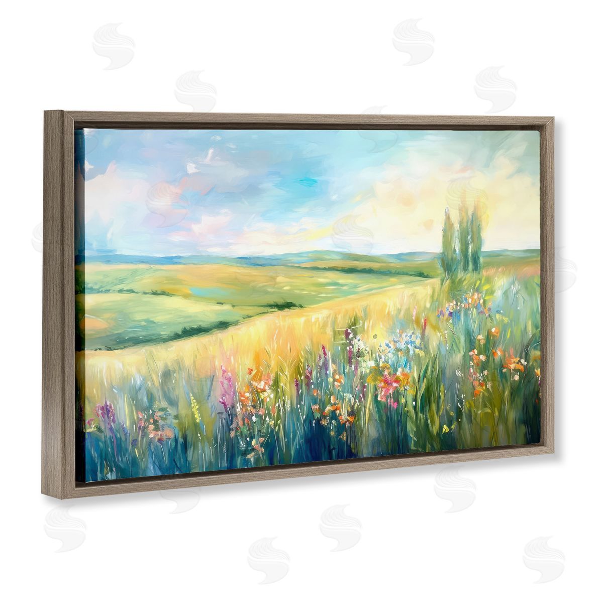 Ramona Murdock Lush Prairie Paradise Brown Floating Frame Canvas Wall Art Print