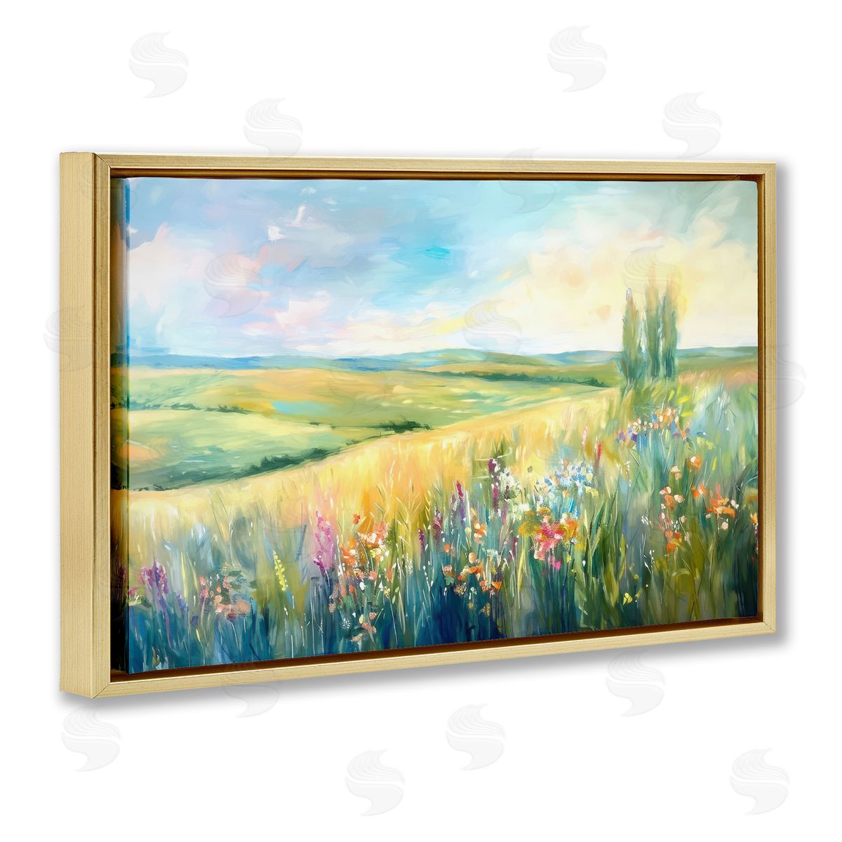 Ramona Murdock Lush Prairie Paradise Gold Floating Frame Canvas Wall Art Print