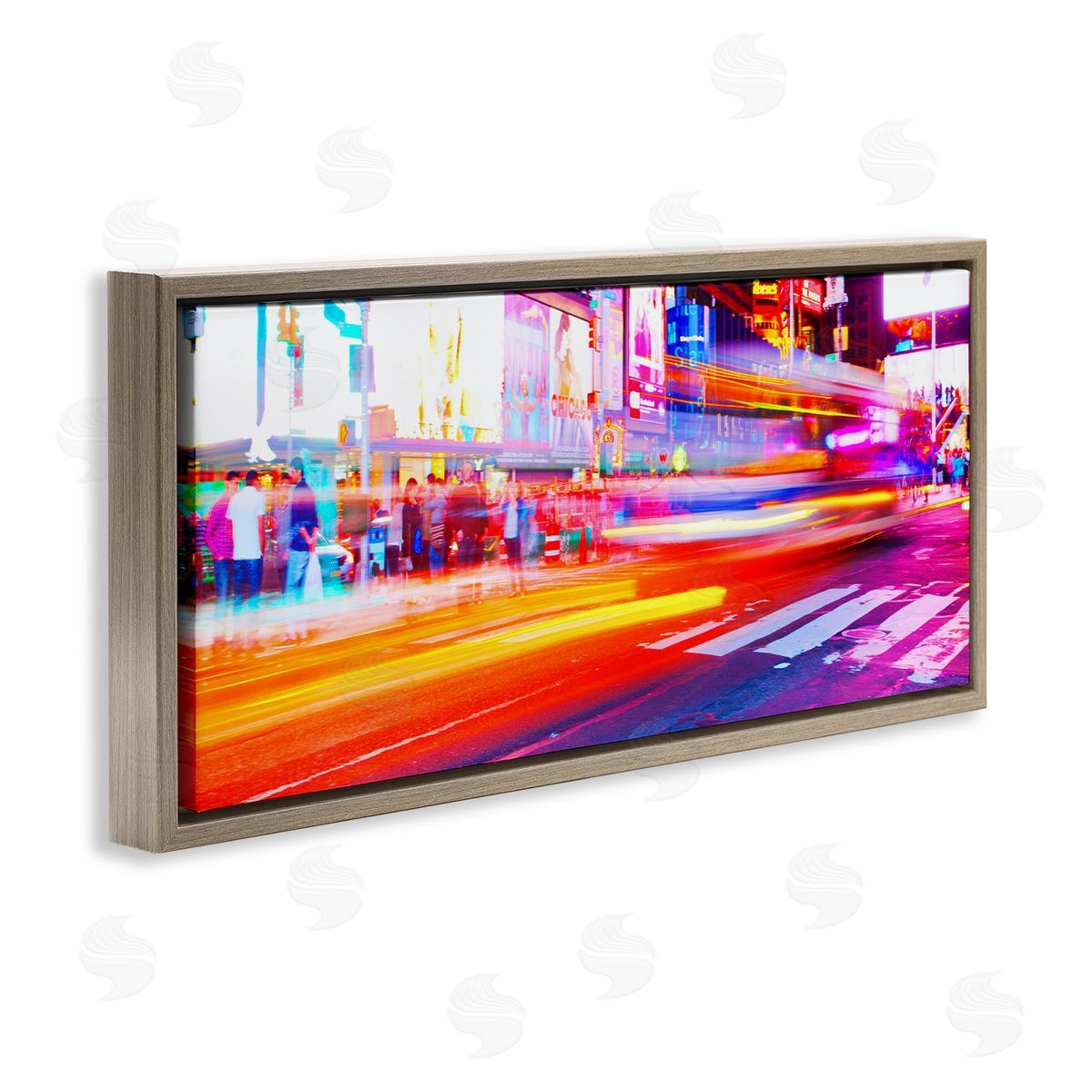 Light Streaked Cityscape Brown Floating Frame Canvas Wall Art, Home Decor by Susan Bryant