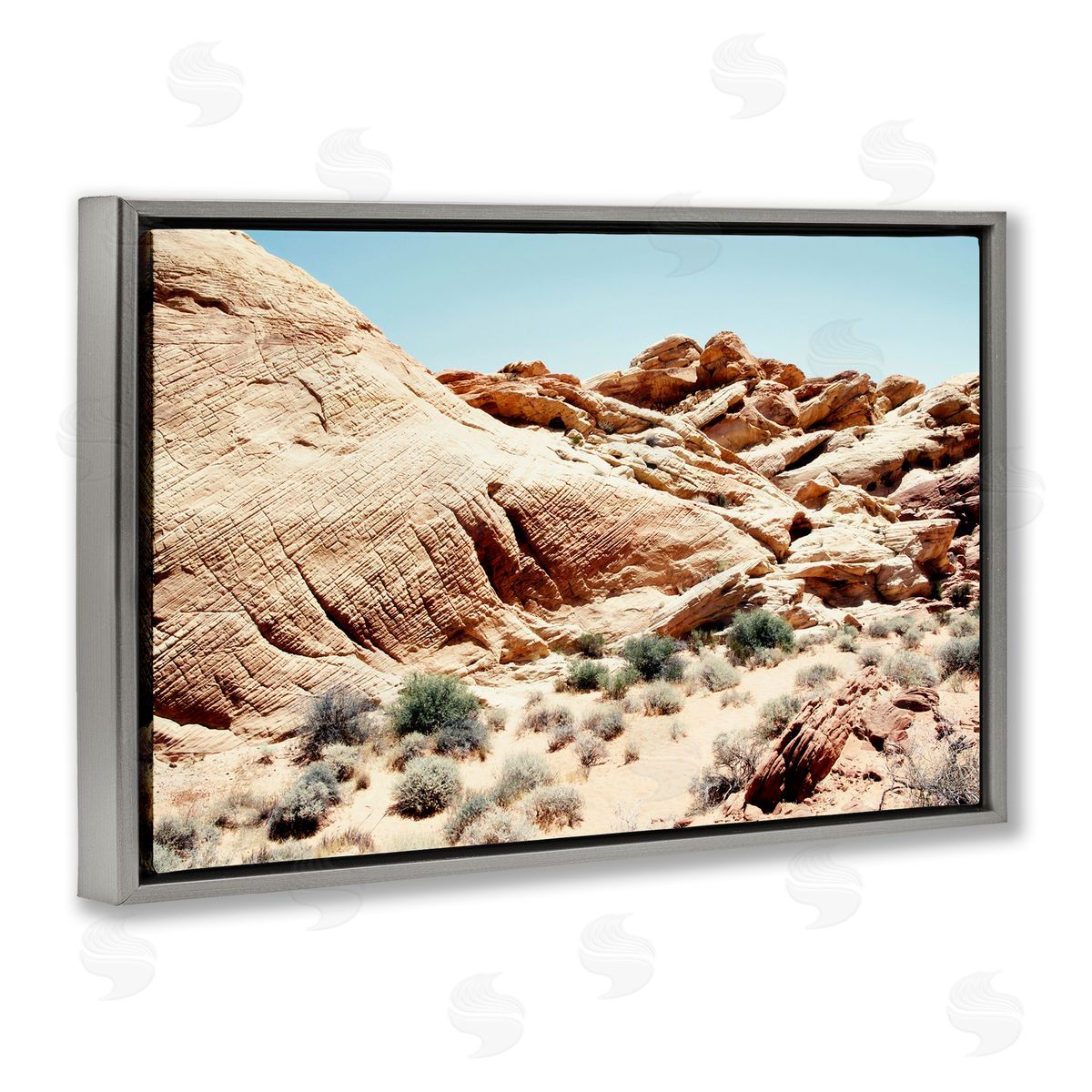 Debbie O'dell Arid Desert Scenery Gray Floating Frame Canvas Wall Art Print