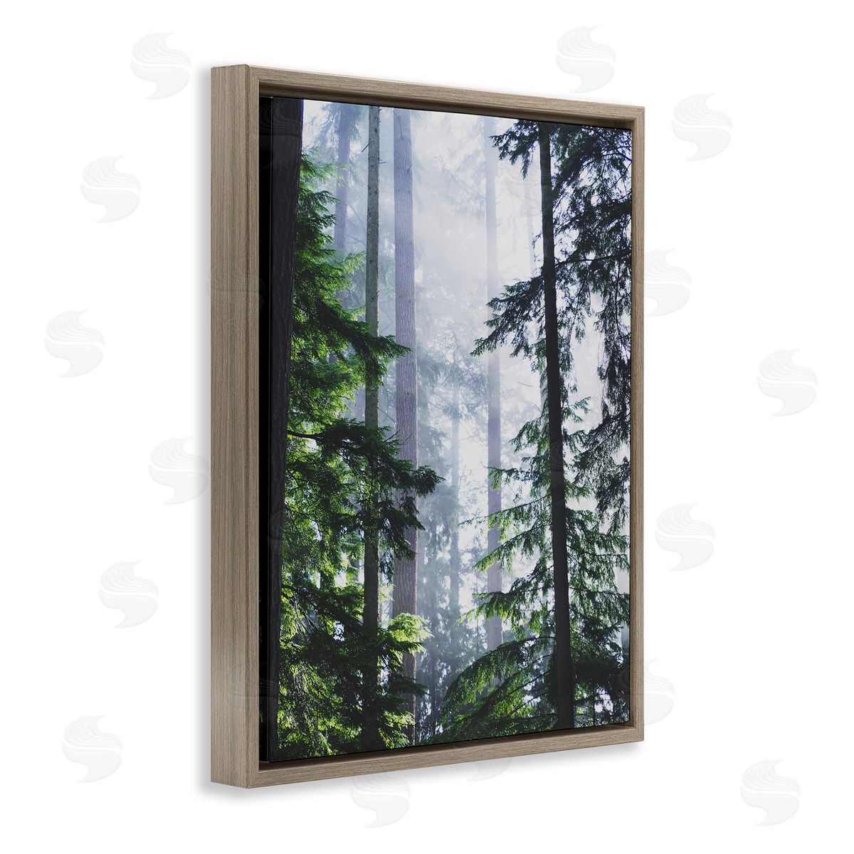 Foggy Forest View Brown Floating Frame Canvas Wall Art, Home Decor by Gail Peck