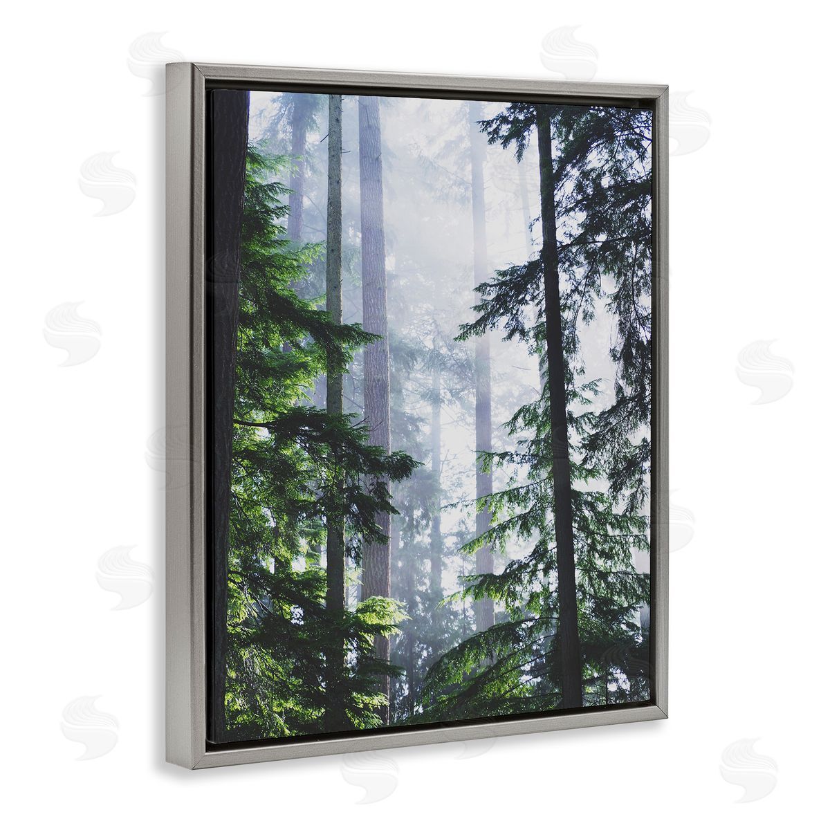 Foggy Forest View Grey Floating Frame Canvas Wall Art, Home Decor by Gail Peck