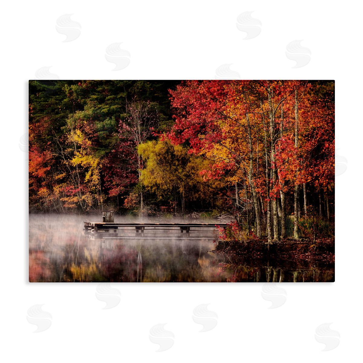 Andy Amos Autumn Dock Landscape Canvas Wall Art Print