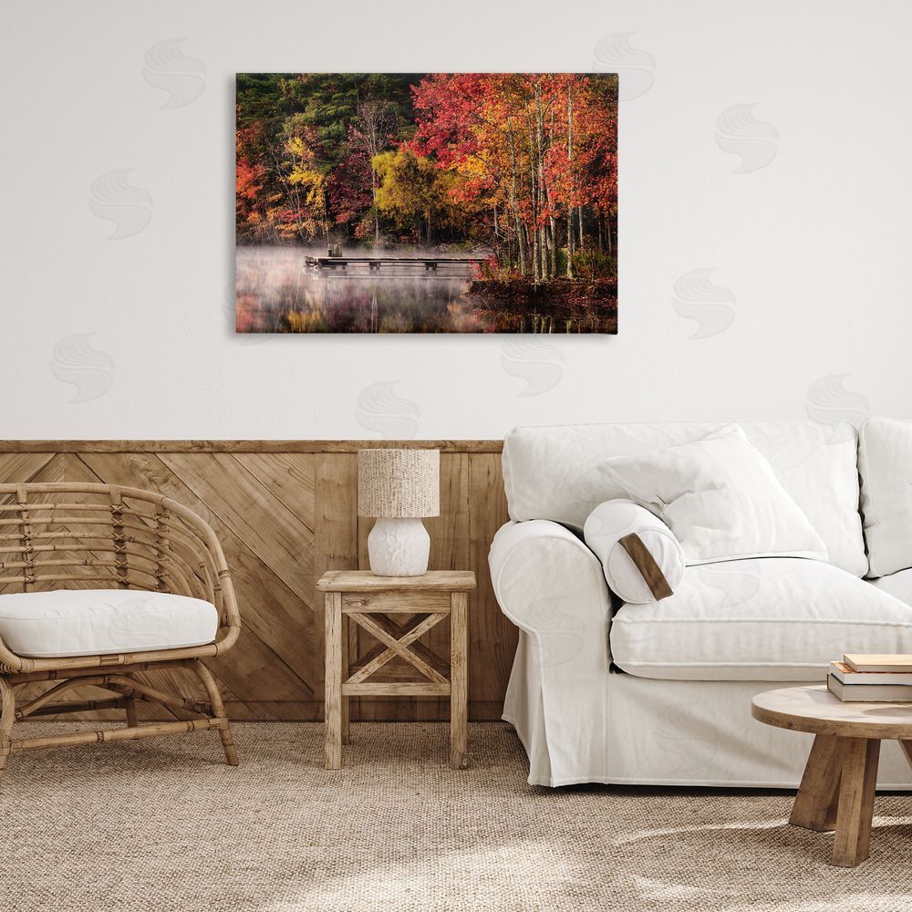 Andy Amos Autumn Dock Landscape Canvas Wall Art Print in Room