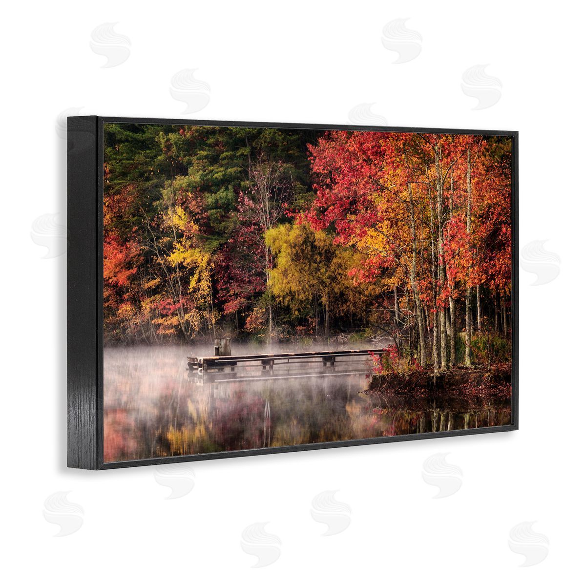 Andy Amos Autumn Dock Landscape Black Framed Giclee Wall Art Print