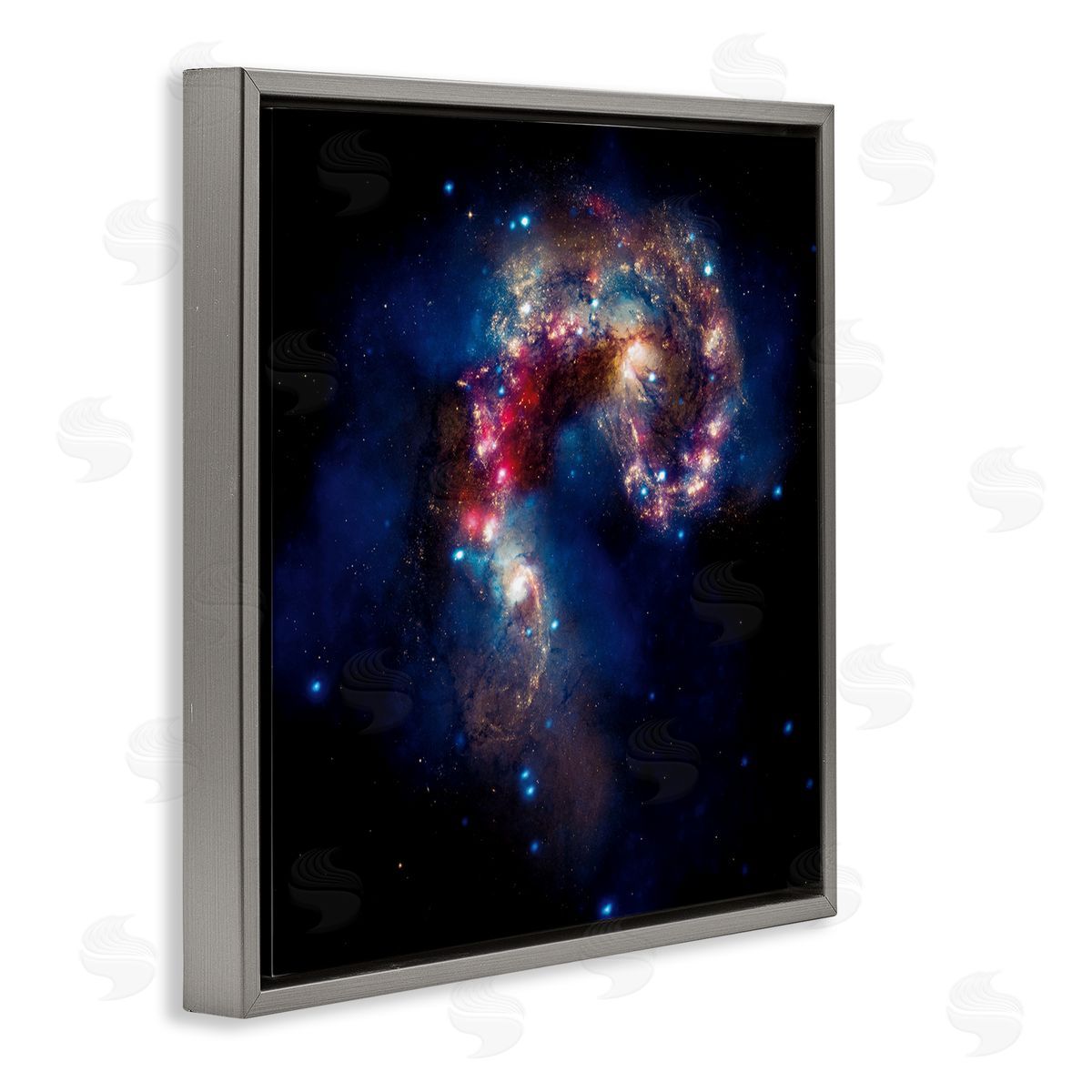 Wild Apple Portfolio Vivid Nebula Galaxy Gray Floating Frame Canvas Wall Art Print