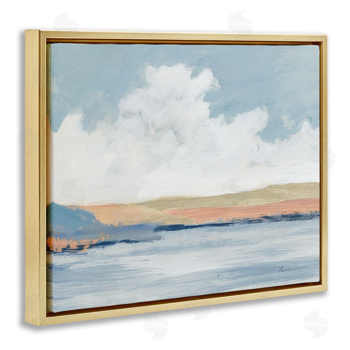 Pamela Munger Pastel River Landscape Gold Floating Frame Canvas Wall Art Print