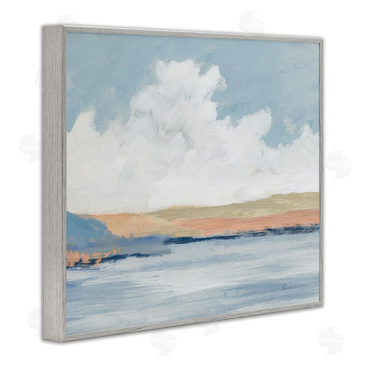 Pamela Munger Pastel River Landscape Gray Framed Giclee Wall Art Print