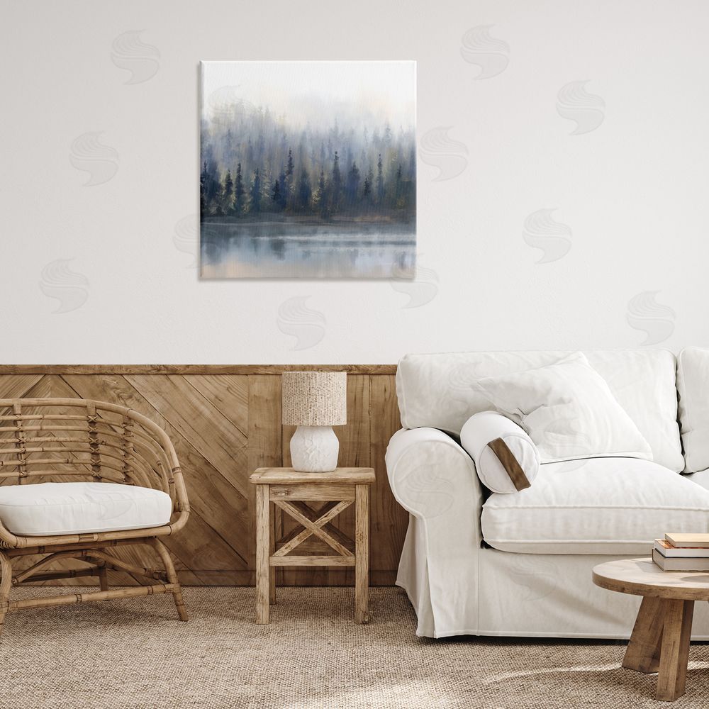 Danhui Nai Misty Gray Forest Canvas Wall Art Print in Room
